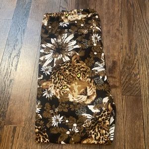 lularoe tall & curvy patterned brown and white cheetah flower leggings